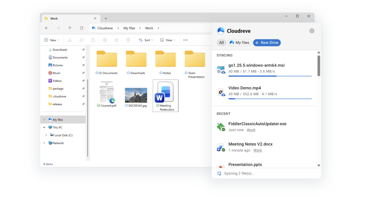Cloudreve screenshot 2: Desktop sync client