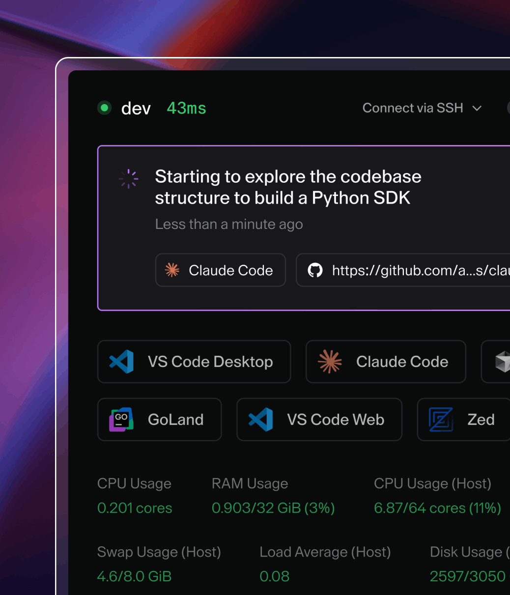Coder screenshot 4: Web terminal