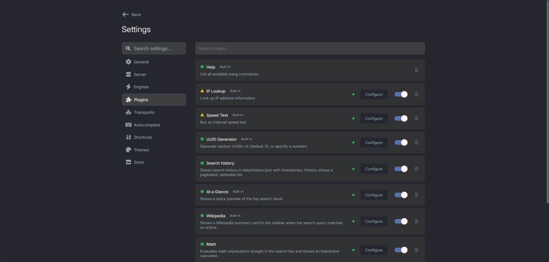 deGoog screenshot 3: Plugins