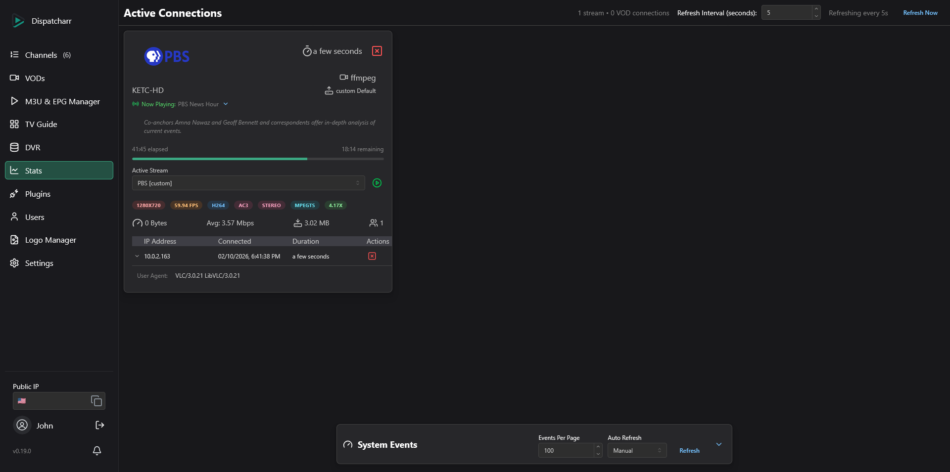 Dispatcharr screenshot 2