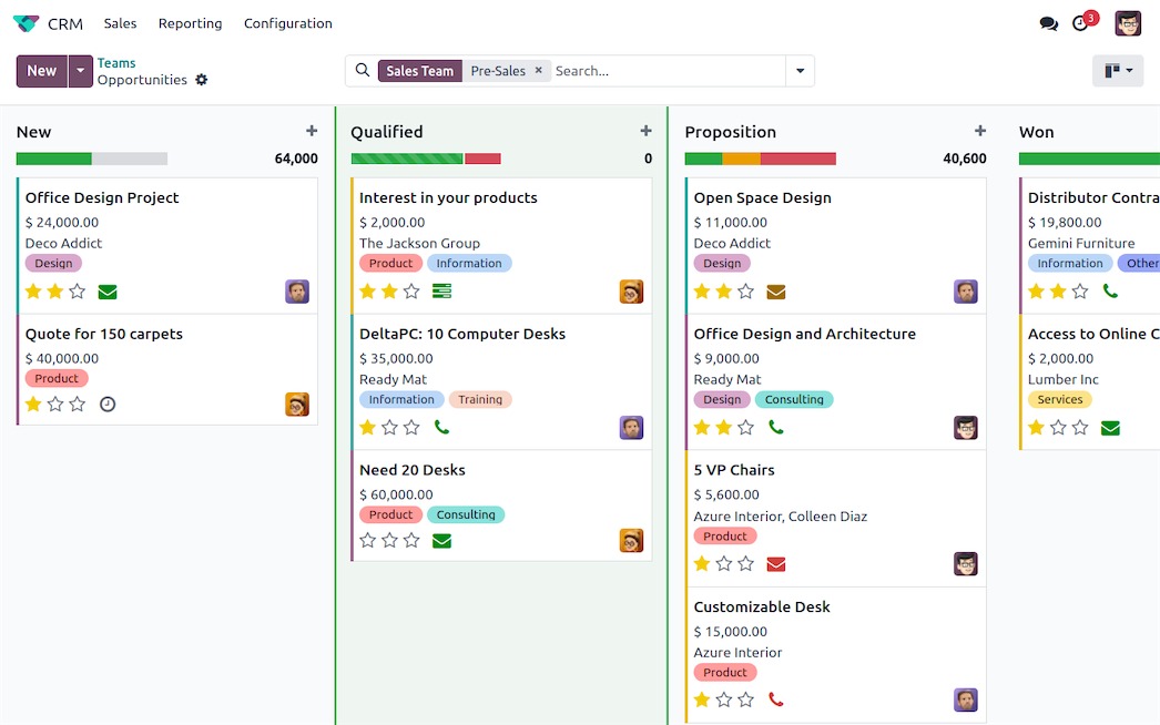 Odoo screenshot 3: CRM