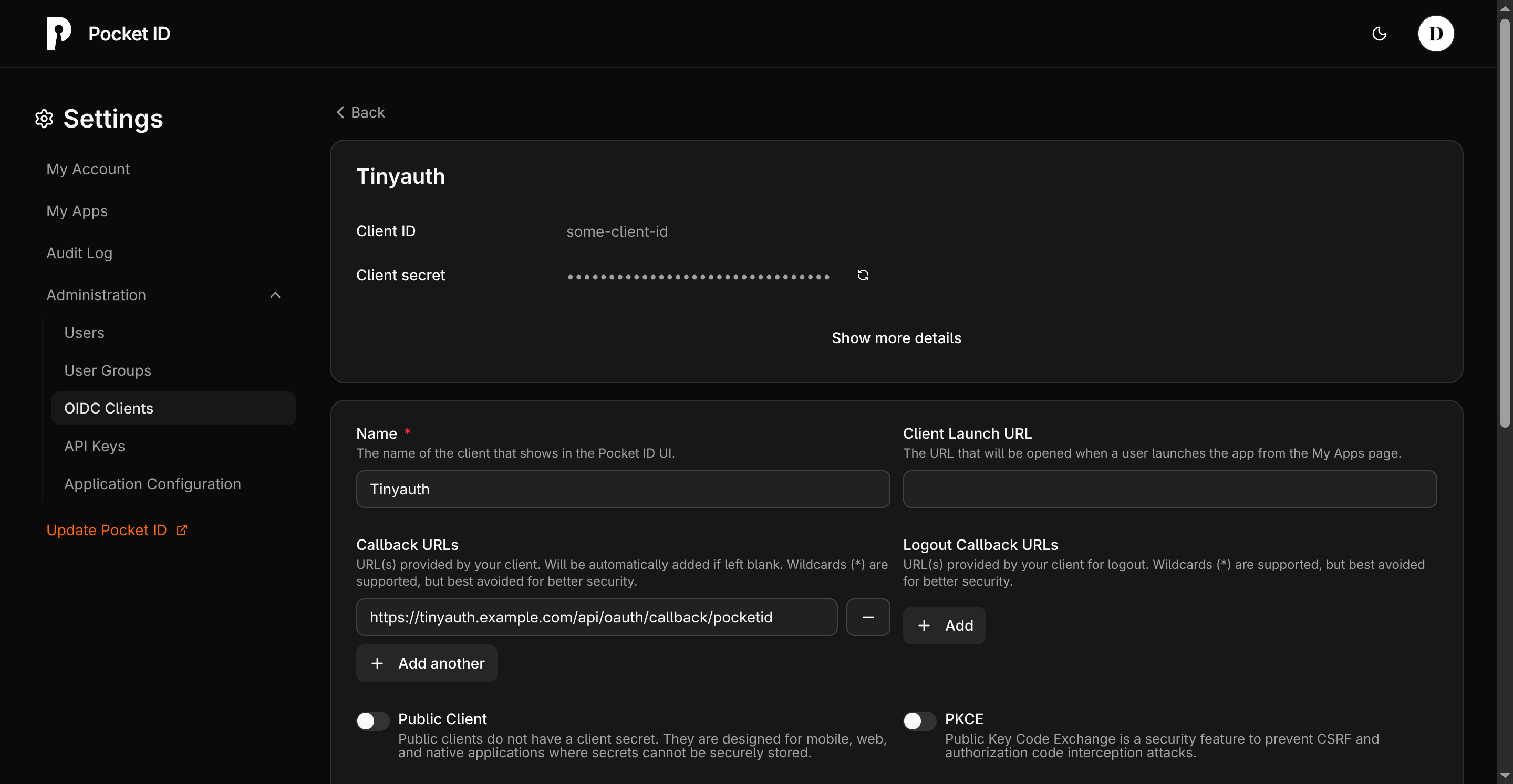 Pocket ID screenshot 3