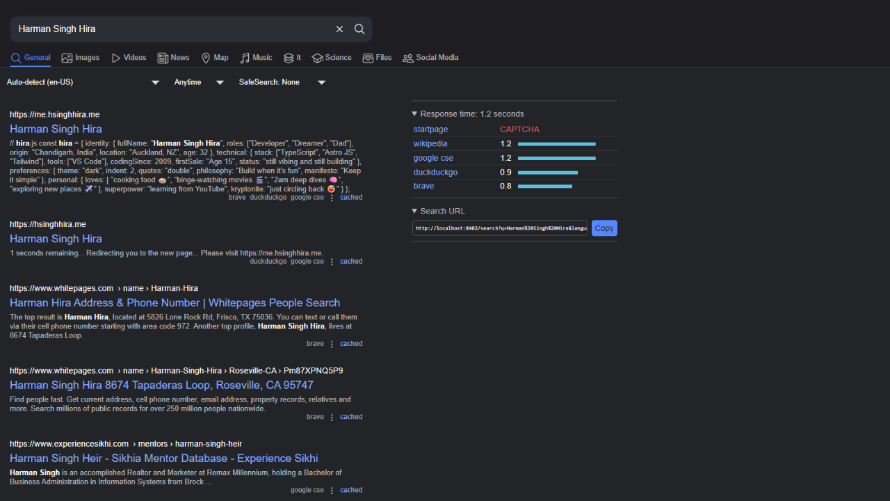 SearXNG screenshot 2