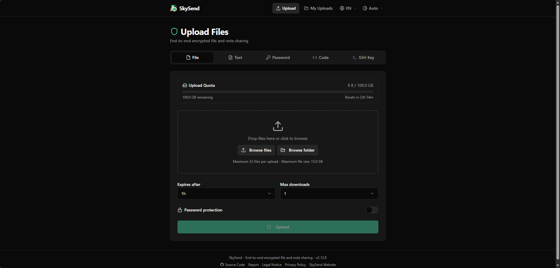 SkySend screenshot 1