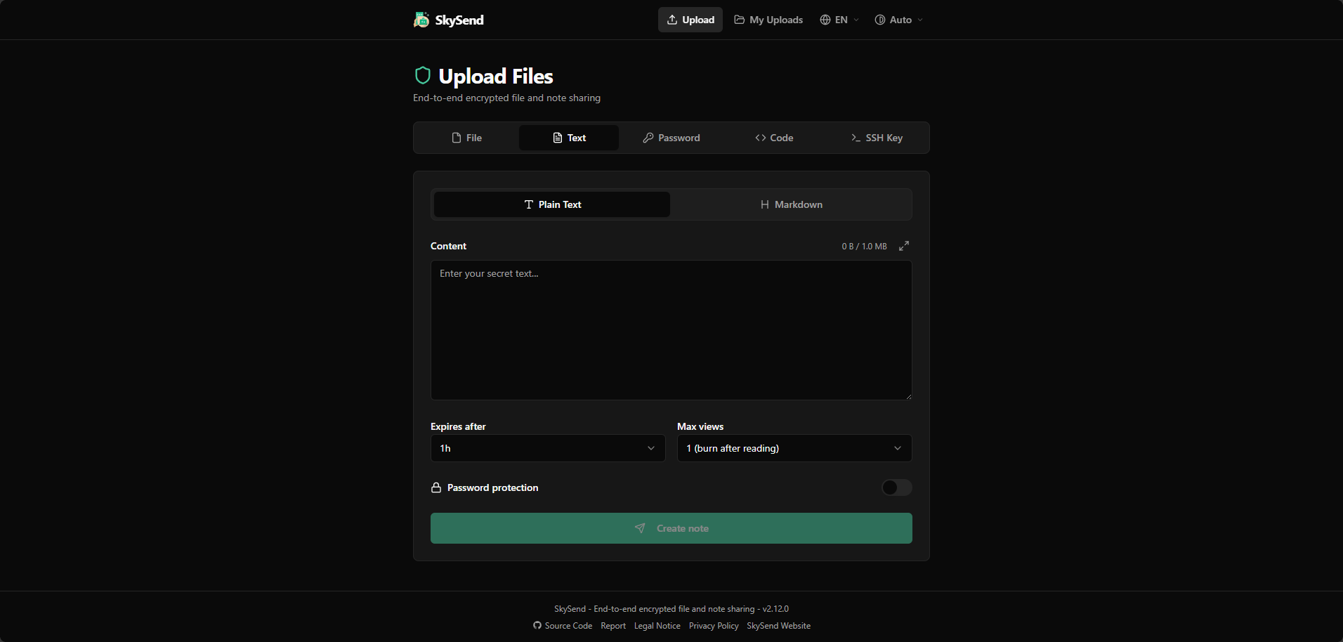 SkySend screenshot 2