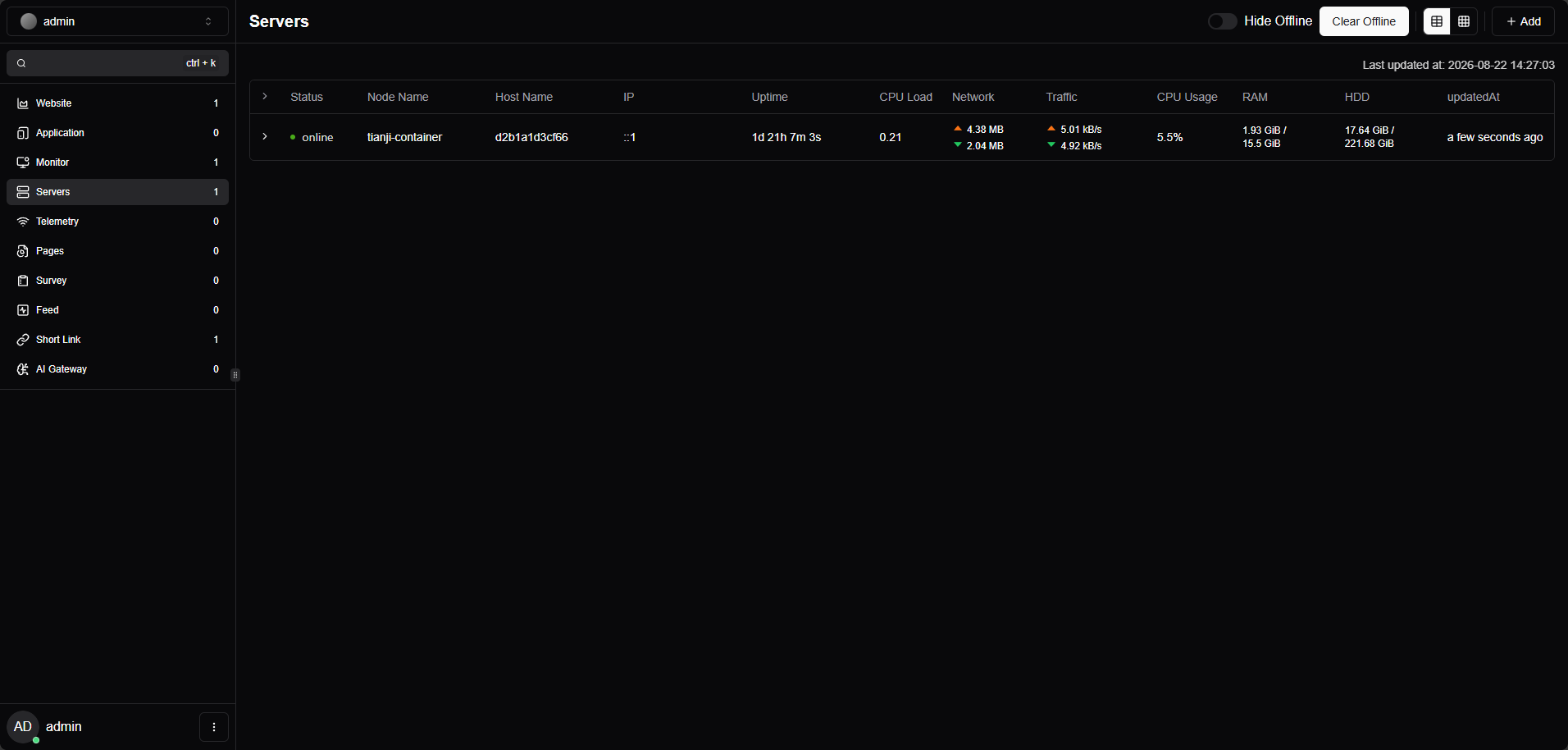 Tianji screenshot 2: Monitors