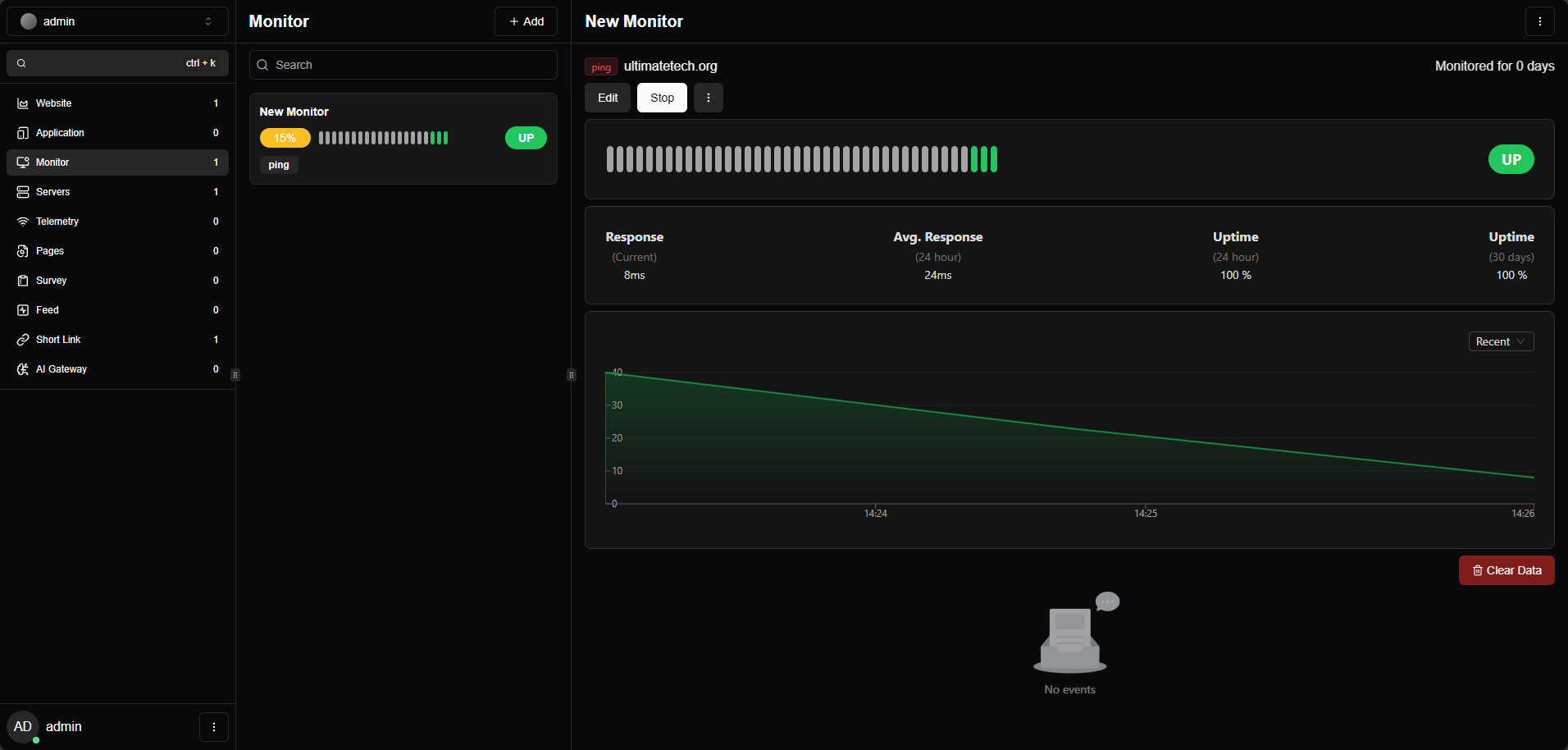 Tianji screenshot 4: Status page