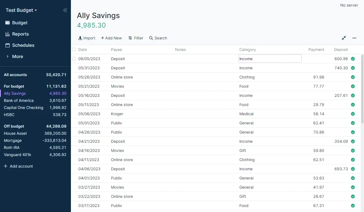 Trackie (Actual Budget - NZ Fork) screenshot 2: Accounts
