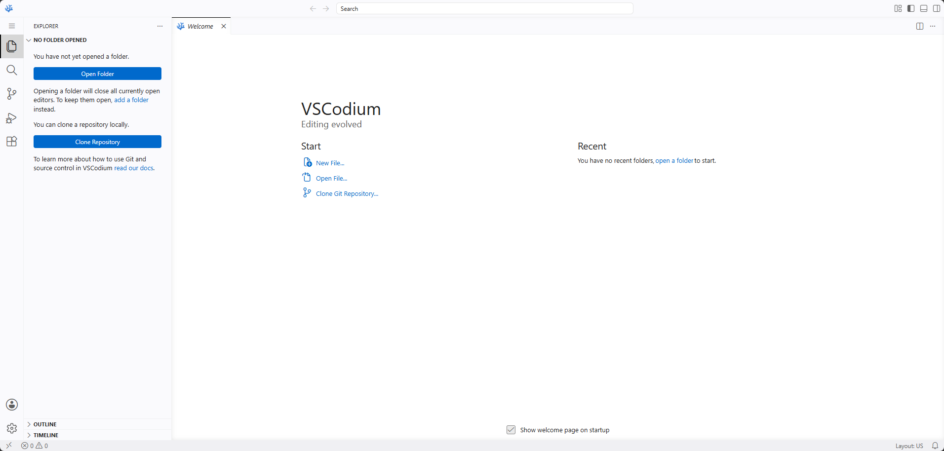 VSCodium screenshot 1: Editor