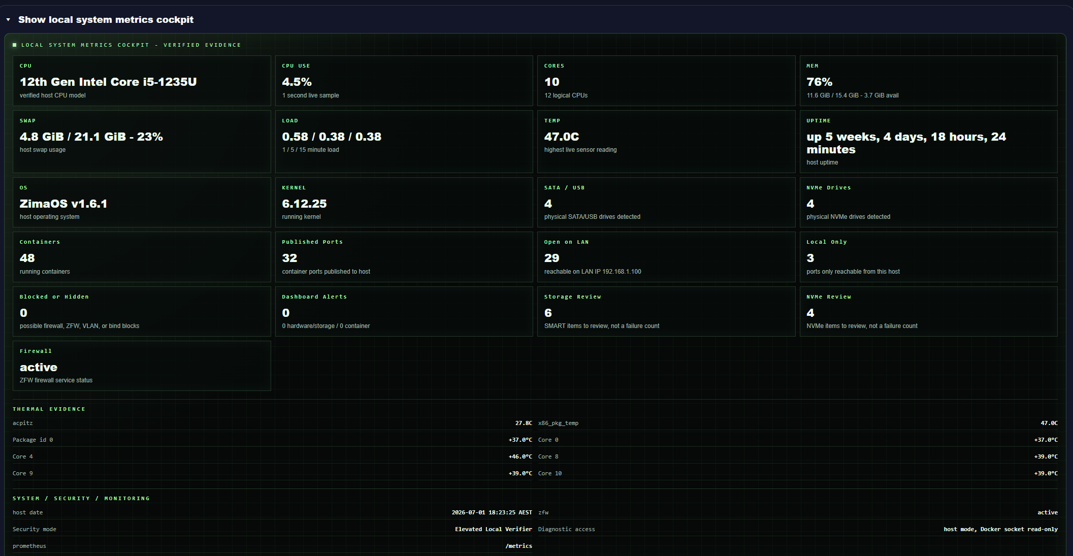 ZimaBrain CE screenshot 2: Diagnostics