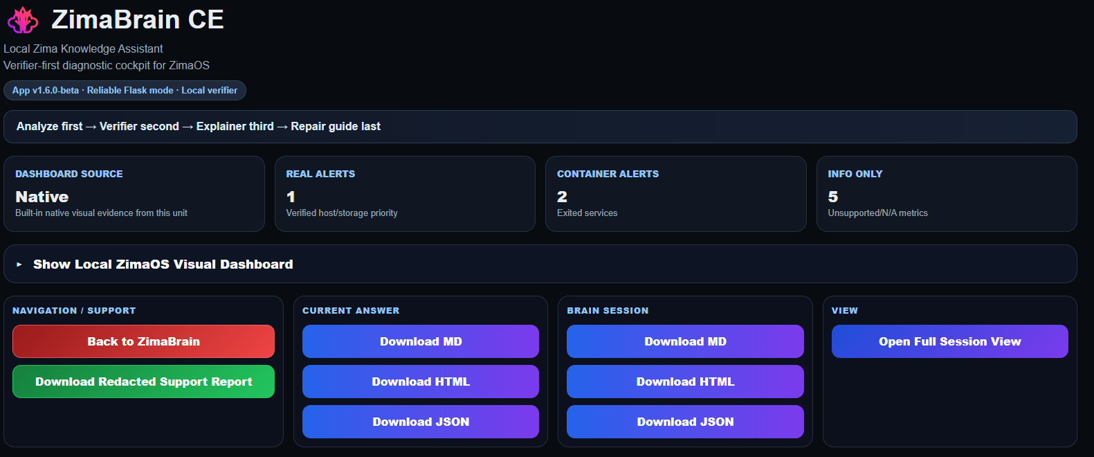 ZimaBrain CE screenshot 3: Report